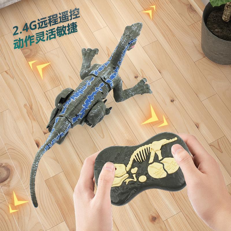 Remote Control Dinosaur 2.4G Wireless Five-way Remote Control Simulation Sound Will Walk Will Move Velociraptor Model Toy