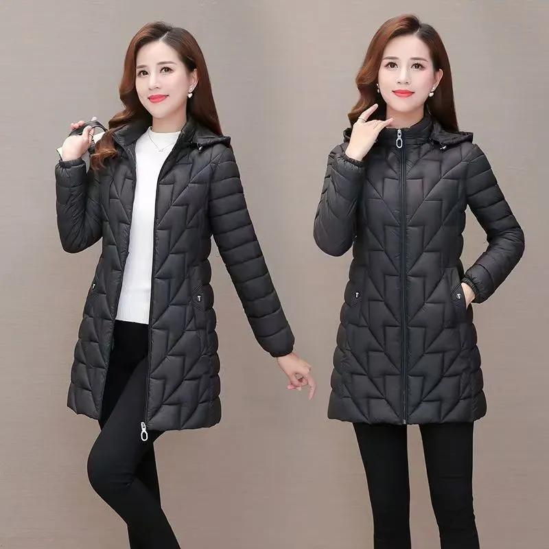 Women's Winter Mid-Length Thickened Slim-Fit Jacket Middle-Aged Stylish Elegant Simple Slimming Top