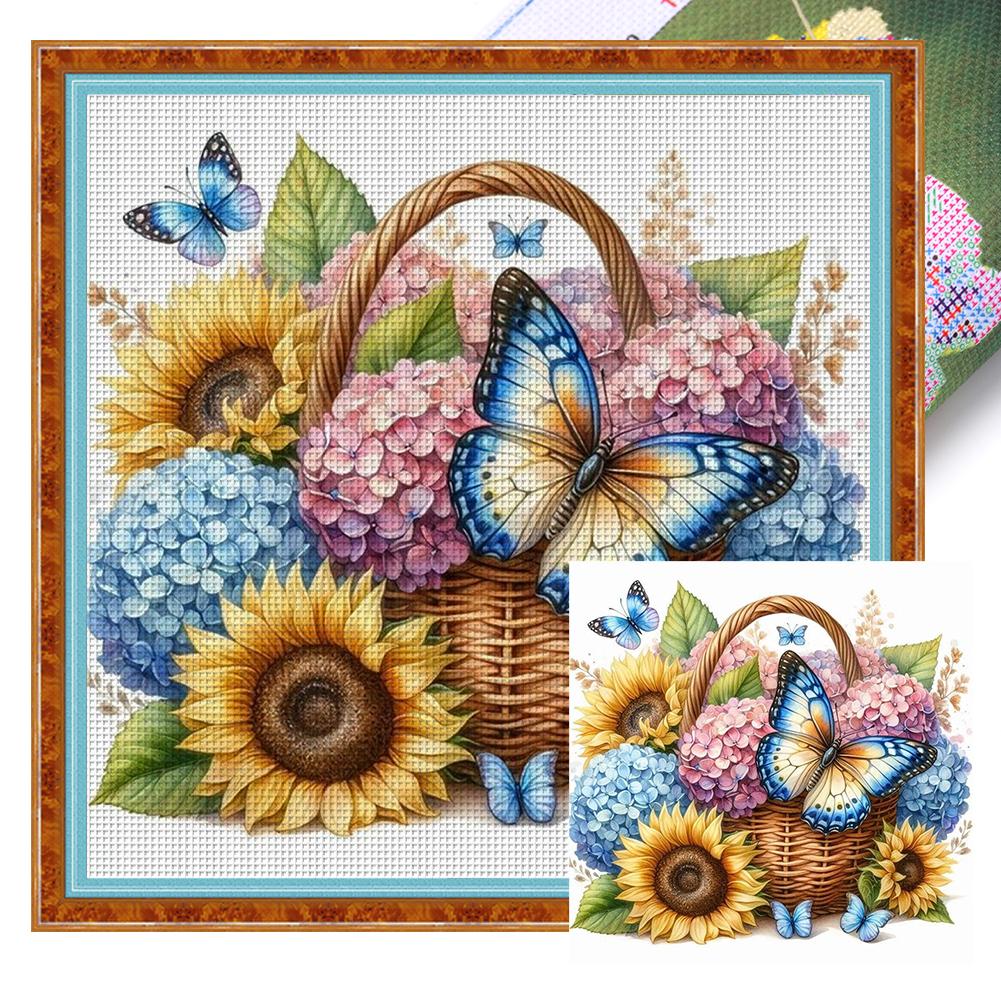 Full Embroidery cotton Thread 11CT Printed Flower Cross Stitch Kit Art