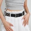 New Star Studded Fashionable Punk Style Wide Belt For Women's Jeans Faux Leather Material