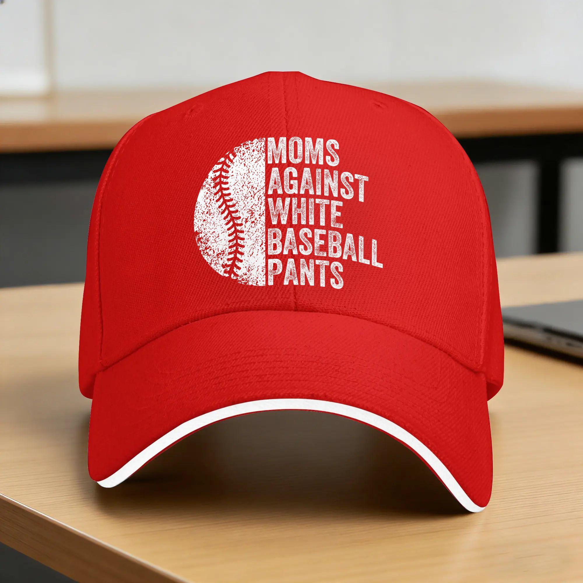 Moms Against White Baseball Pants Funny Baseball Mom Casual Baseball Cap  Outdoor Sports Trucker Hat Summer Sun Snapback Cap One Size
