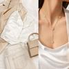 18K Gold Plated Stainless Steel Butterfly Figaro Chain Y Necklace Tarnish Free Zircon Pendant Office/Career Layering Jewelry for