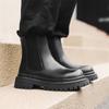 Mens Fashion Stage Nightclub High Chelsea Boots Slip-on Genuine Leather Shoes Cowboy Platform Boot Cool Long Motorcycle Botas