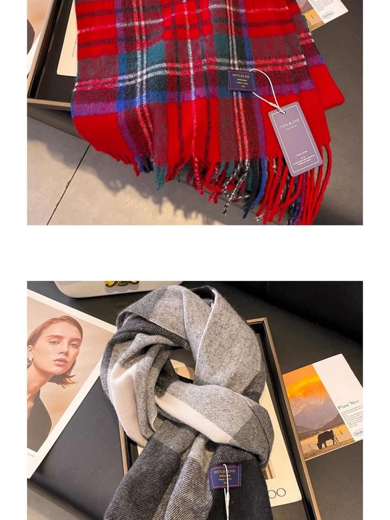 Women's Classic British Style Black & White Plaid Scarf, Winter Imitation Cashmere Shawl, Dual-Use Chessboard Design for Couples