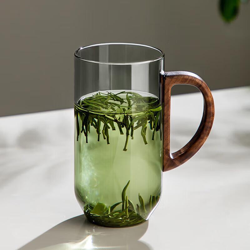 Heat-Resistant Borosilicate Glass Teacup with Wooden Handle