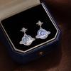Simple Starry Sky Pendant Earrings Blue Planet Double Star Moon Earrings Silver Earrings Imitation Silver Needle Ear Jewelry