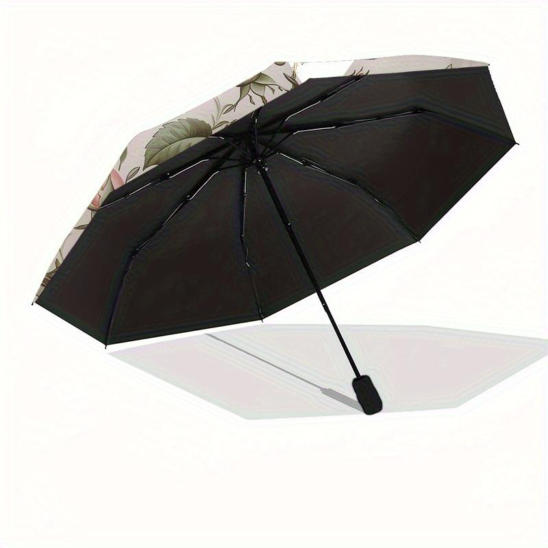 Rose Floral-themed, Eight-ribbed, Self-folding Umbrella Is Suitable for Everyday Outdoor Use and Is An Ideal Gift for Friends and Family, As