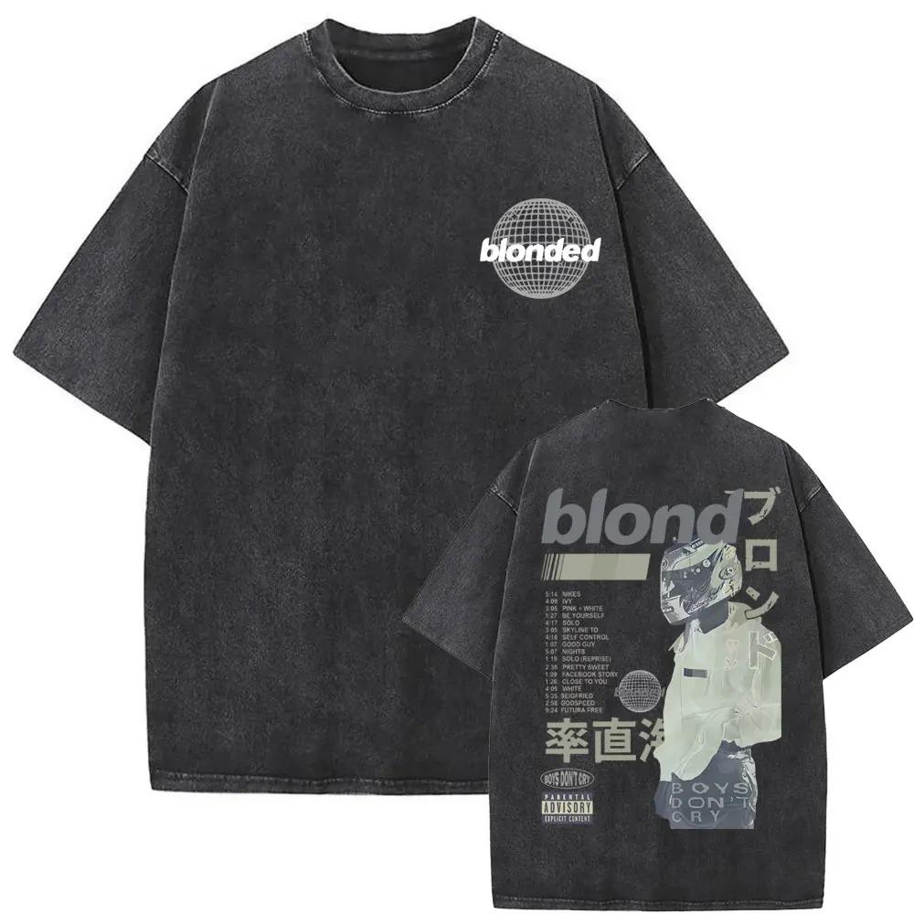 Hot Sale Rapper Frank Blond Poster Print Tshirt Men Women Vintage Washed Cotton Summer Tee Harajuku Fashion Oversize Casual Top