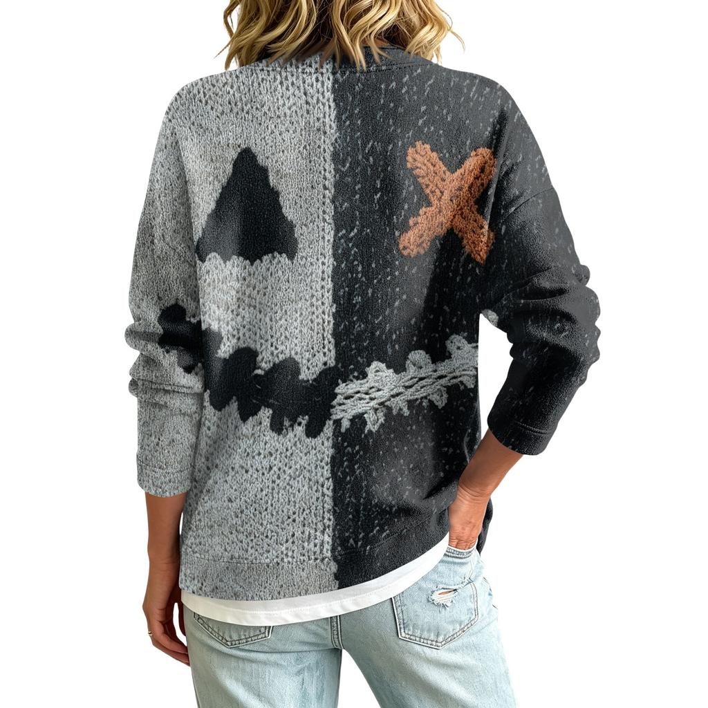 Women's Casual Button-Up Printed Jacket for Halloween Festival