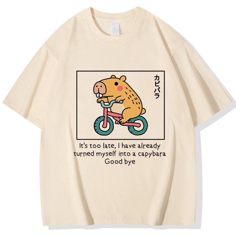 Funny Capybara Printed T Shirt Men Women Vintage Summer Short Sleeve T-shirt 90s Gothic Tshirt Casual EU Size Tees Tops Clothes