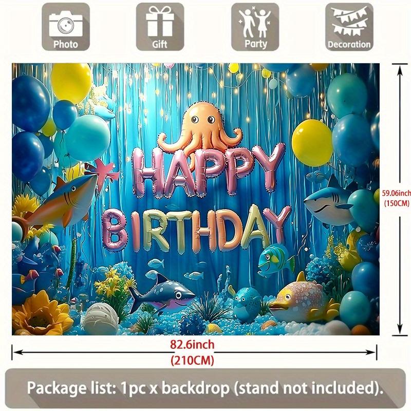 Party Backdrop Under The Sea Ocean Under Balloons Fish Octopus Photo Booth Background Birthday Party Decor
