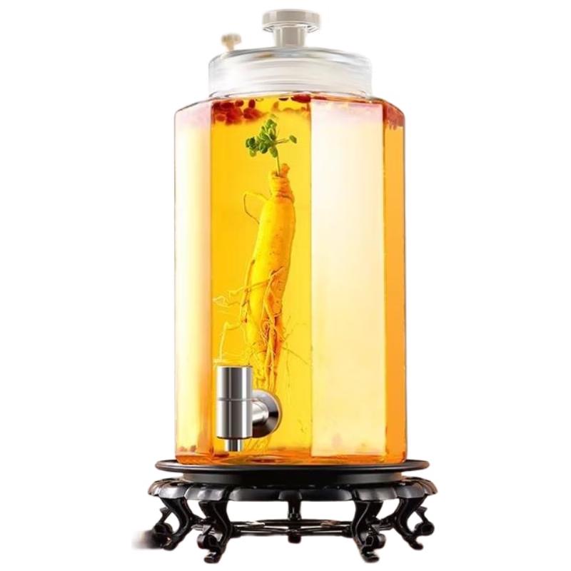 HANDUNYOU Sealed Glass Wine Jar with Faucet