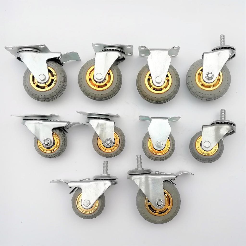 Medium Gray Elastic Silent Trolley Caster Wheel - Universal Gold Rubber