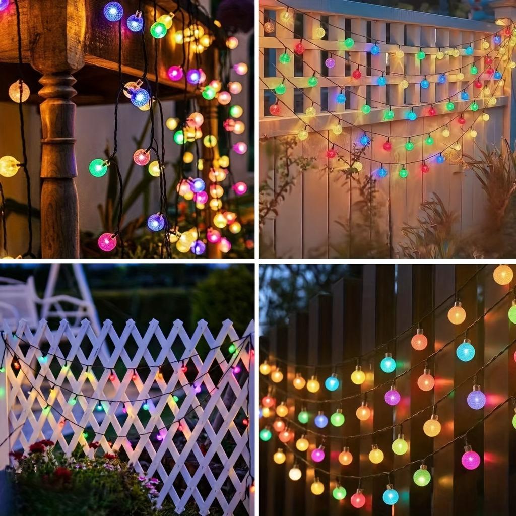 LED Crystal Ball String Lights Battery Powered Fairy Lamps Waterproof 8 Modes for Outdoor Christmas Garden Patio Tree Decoration