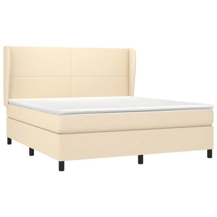 3127826 vidaXL Lit à sommier tapissier avec matelas Crème 180x200 cm Tissu