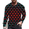 T-Shirt Men's 3D Optical Illusion Novelty Long Sleeve Red Casual Graphic T-Shirt