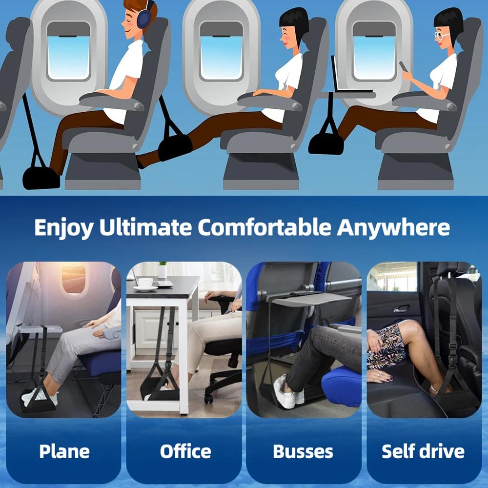 Newest Airplane Foot Hammock Airline Foot Rest With Removable Pad Adjustable Strap Foot Hammock With Menory Foam For Travel