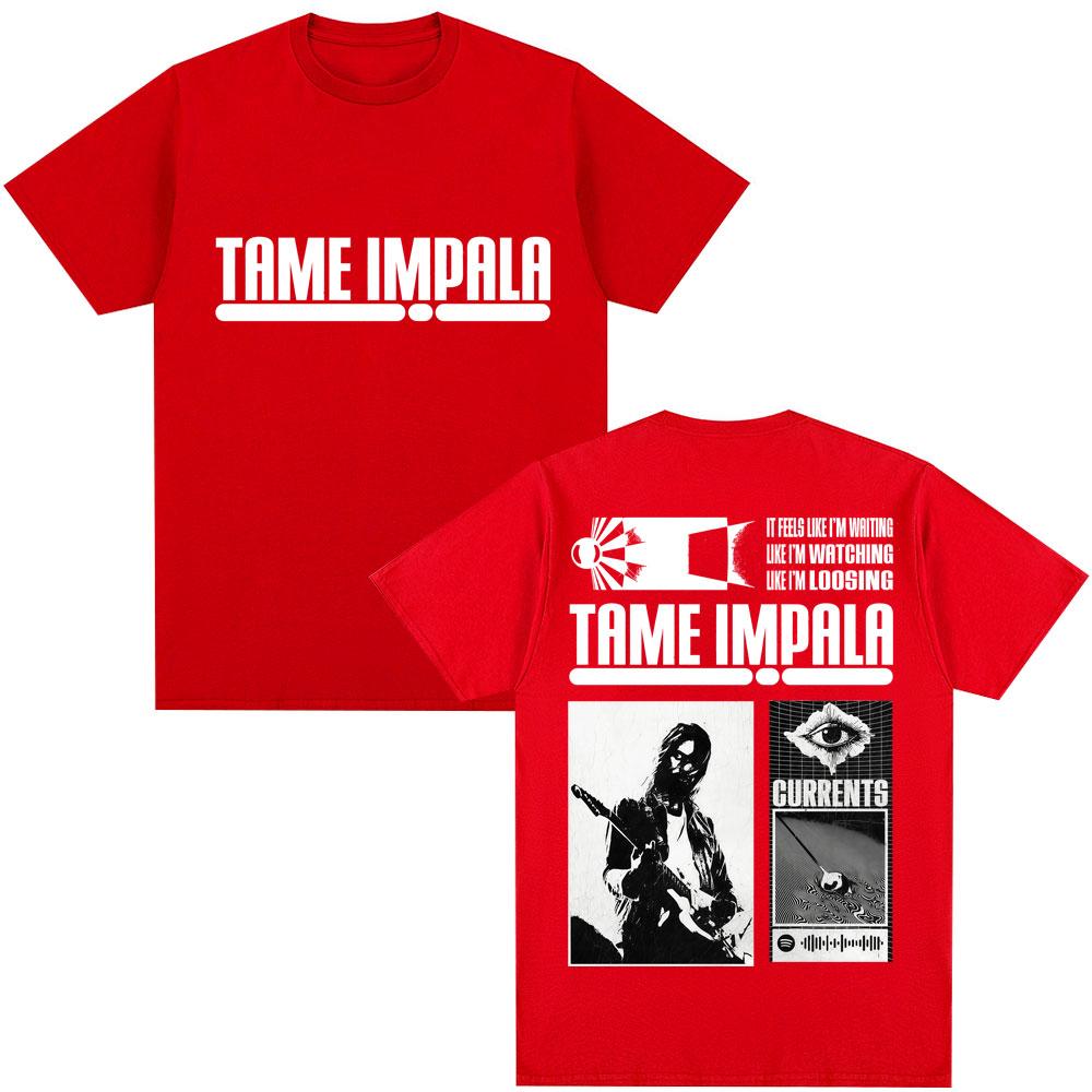 Rock Band Tame Impala Currents Album T Shirts Men Women Harajuku Vintage T-shirts Casual Male Hip Hop Oversized Cotton T Shirt