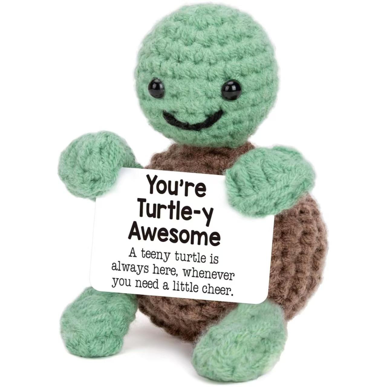 

Handmade Crochet Animals Cute Stuff, Inspirational Gifts for Women Men Birthday Presents, Emotional Motivational Turtle