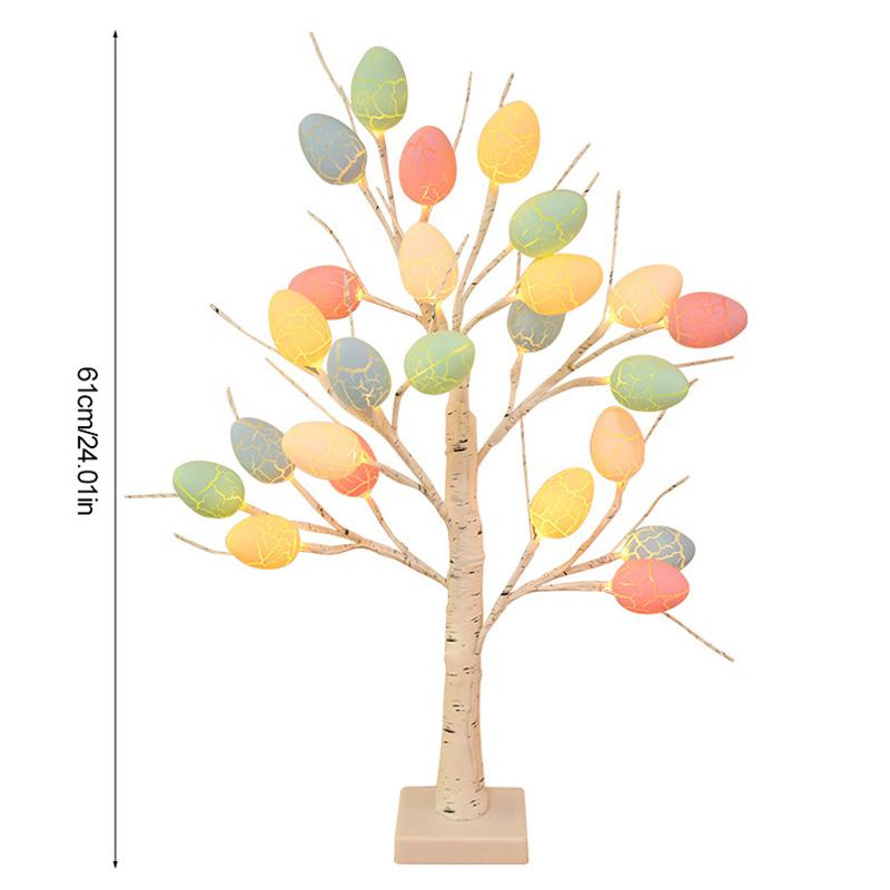 

Easter LED Light Birch Tree with 24pcs Easter Eggs Ornament for Spring Home Table Decoration Kids Party Gifts Battery Operated