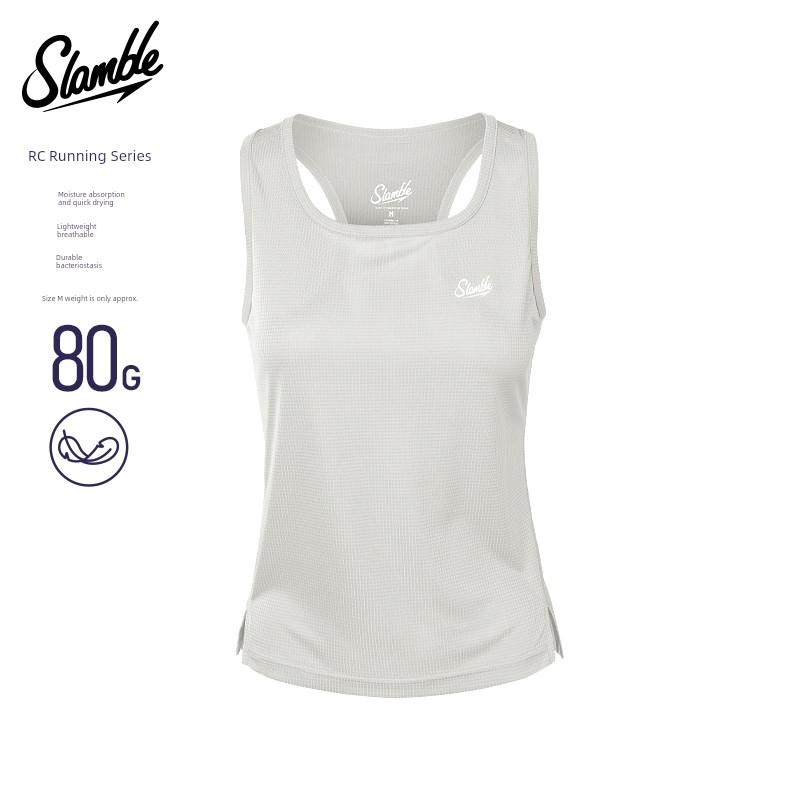 Slamble Women s Running Sports Vest Training Quick-Drying Antibacterial Breathable Marathon Sleeveless Top Dopamine L серый
