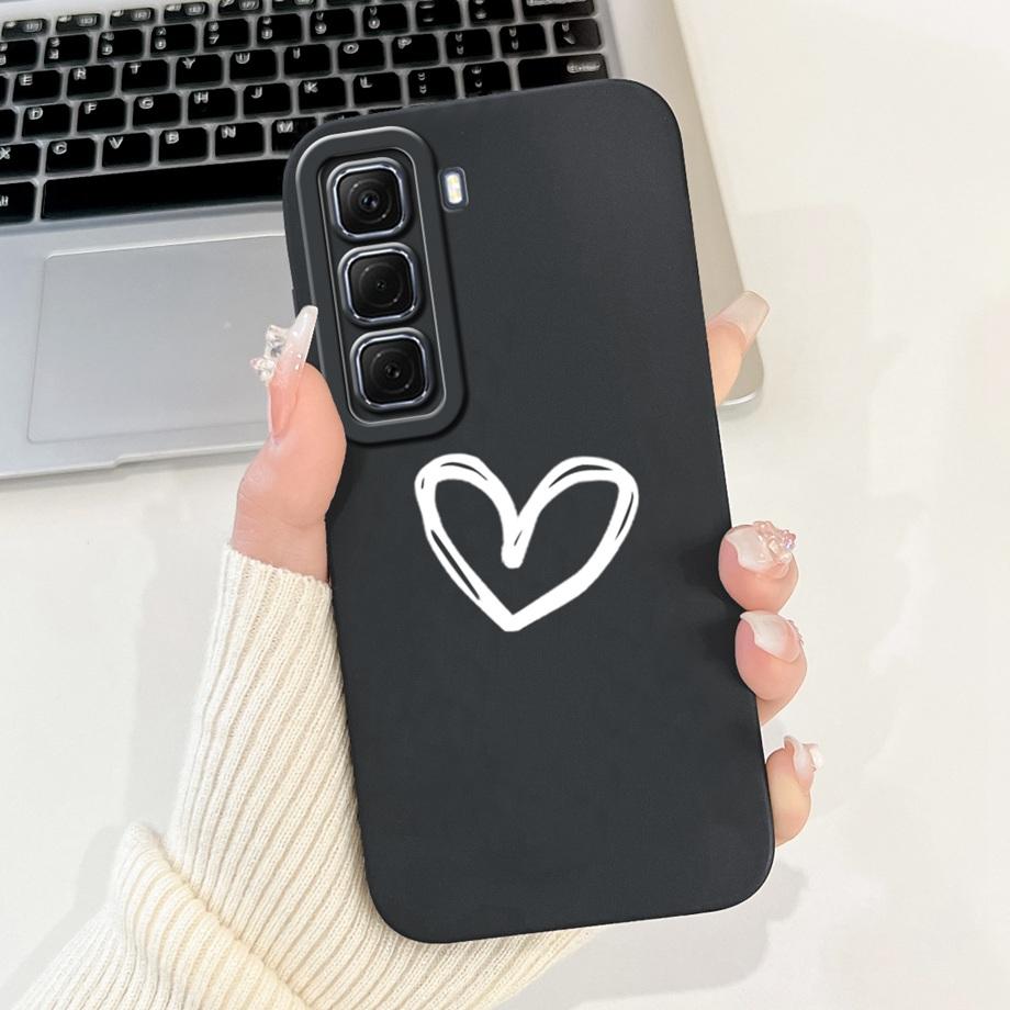 For Infinix Hot 50 50i 4G X6882 X6531 Case Liquid Silicone Soft TPU Back Cover Hot50 Hot50i Phone Funda Gothic Black Night Shell