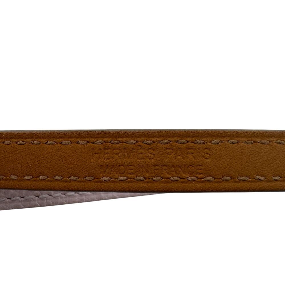 Hermes Leather Croisier Double Tour Bracelet Pink Leather Women Used