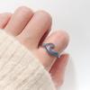 Women's Unique Double Layer Wavy Gradient Blue Index Finger Ring Fashion Jewelry Accessory