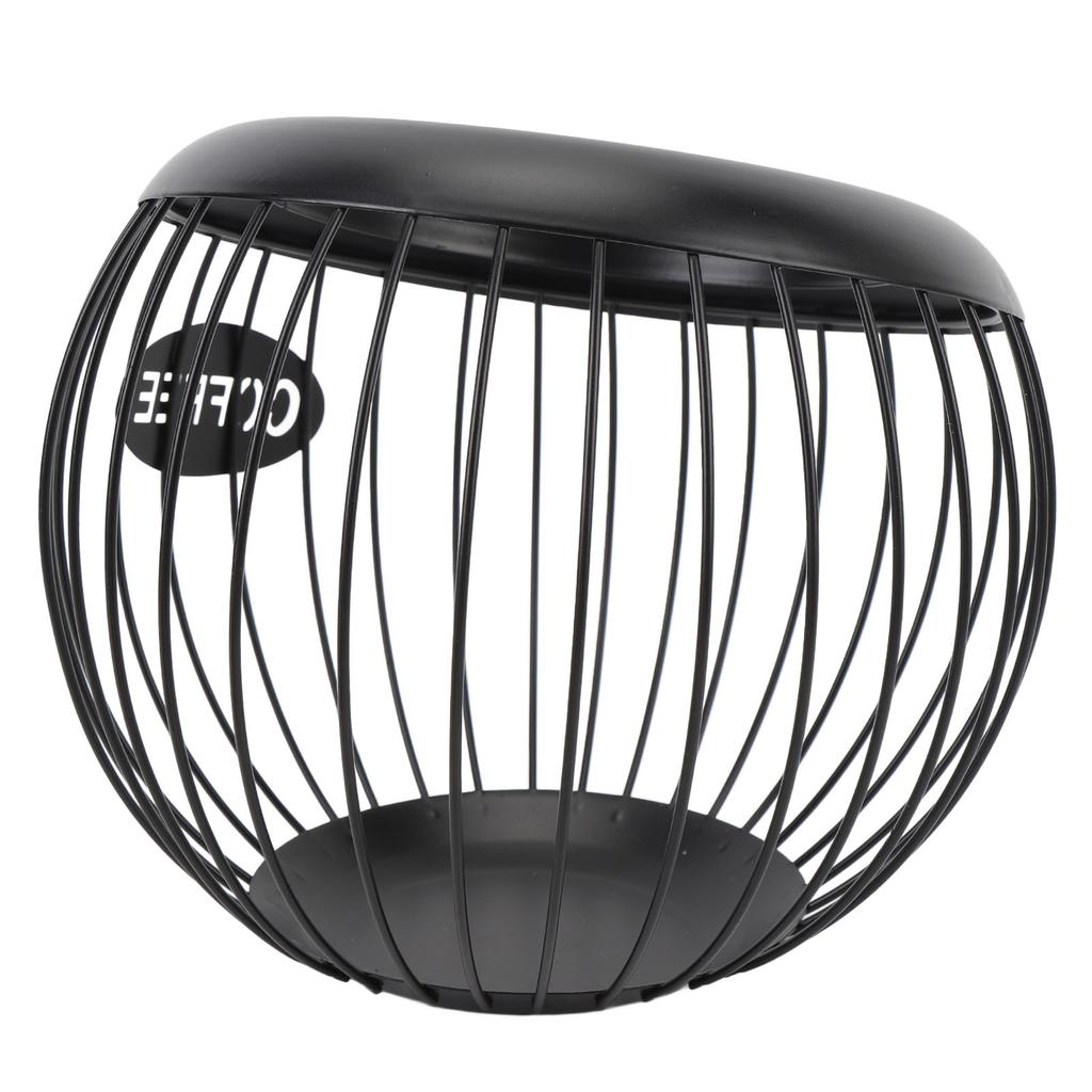 Coffee Pod Holder Wire Basket Large Capacity Iron Coffee Pods Storage Basket for Coffee Bar Counter Desktop Black