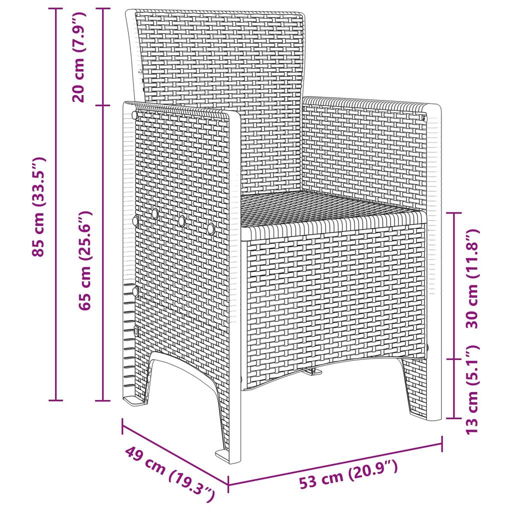 Garden Chair with Cushion 2 pcs White 53 x 49 x 85 cm Polypropylene