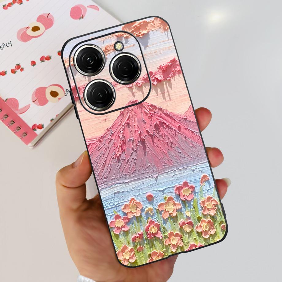 For Tecno Spark 20 Pro Case Liquid Silione Soft TPU Matte Cover Phone Mask On Spark20 20Pro 4G Luxury Pattern Cat Flower Cartoon