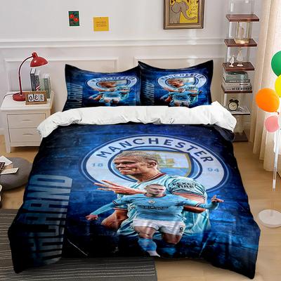 Zestaw pościeli Manchester City Pościel Zestaw poszewek na kołdrę Poszewka na kołdrę Poszewki na poduszki Wystrój domu (1 * Poszewka na kołdrę 2 * Poszewki na poduszki, bez wkładu do kołdry)