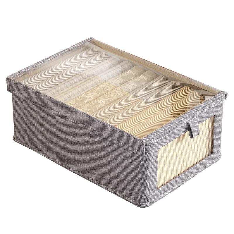Large Oxford Cloth Storage Box with Lid and Window: Household Fabric Organizer