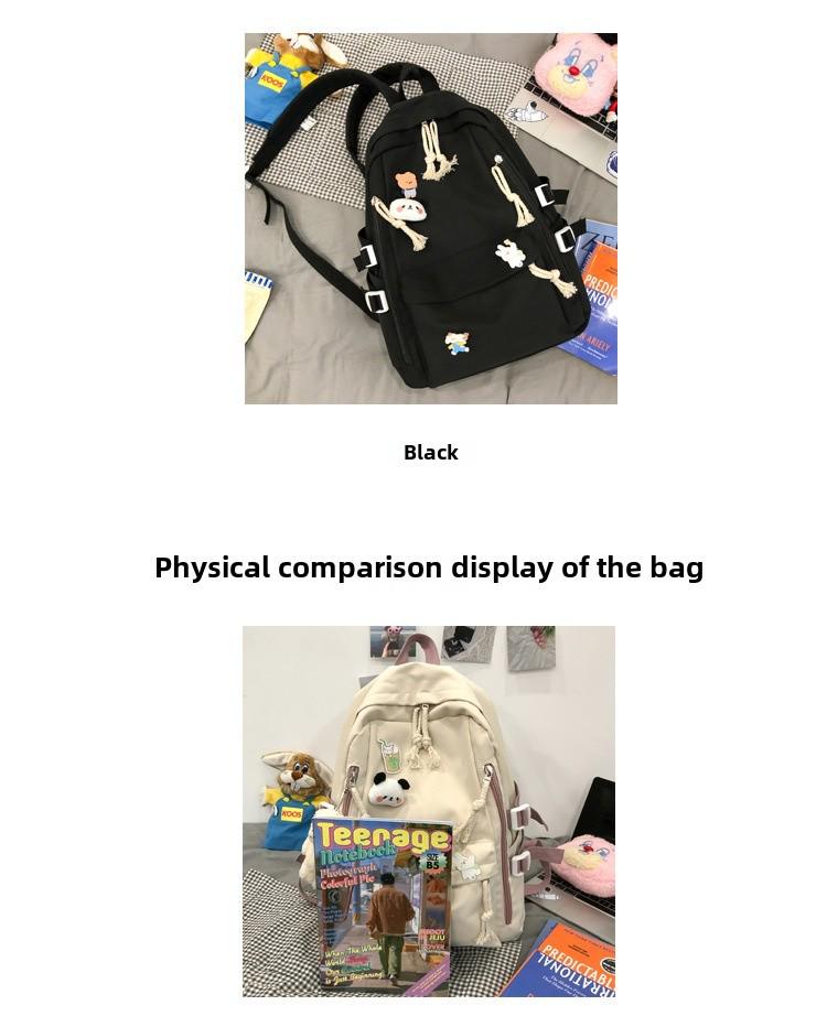 Korean Style Harajuku Backpack for Girls - Large Capacity, Solid Color, Perfect for High School & Junior Students.