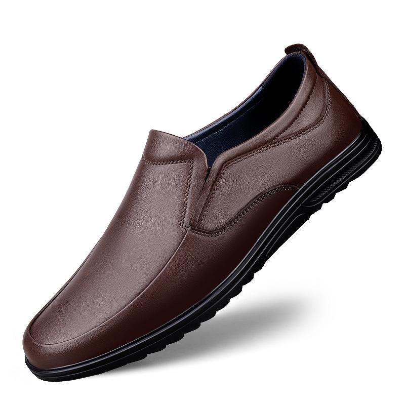 

Men s shoes new casual shoes men s cowhide men s loafers one-pedal leather shoes men s foreign trade foot shoes dad shoes 44 коричневый