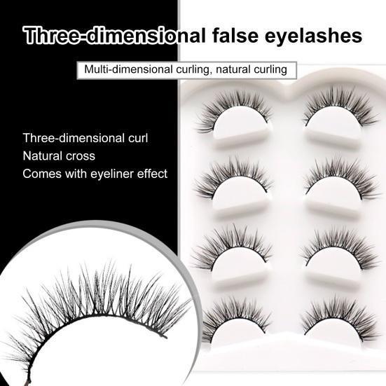 4Pairs False Eyelashes Natural Dense Exquisite Cross Makeup Extensions Eye Lashes for Ladies