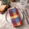 Foldable Napkins for Retro Washable Napkin Plaid Buffalo Check Banquet Colorful Cotton Linen Cloth Reusable