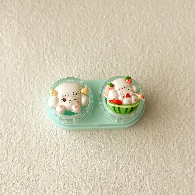 1pc Mini Contact Lens Case for Eyes Travel Kit Holder Cartoon Cute Cosmetic Contact Lenses Case Box Container Travel Accessaries