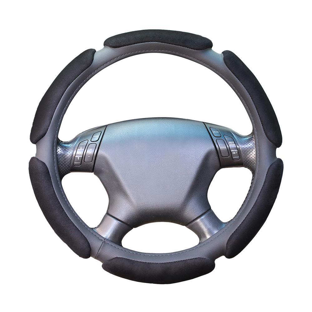 Custom Universal Car Defender Steering Wheel Cover Suede Sport Steering Wheel Covers Interior Accessories 38*38*6 cm(14.96*14.96*2. чёрный