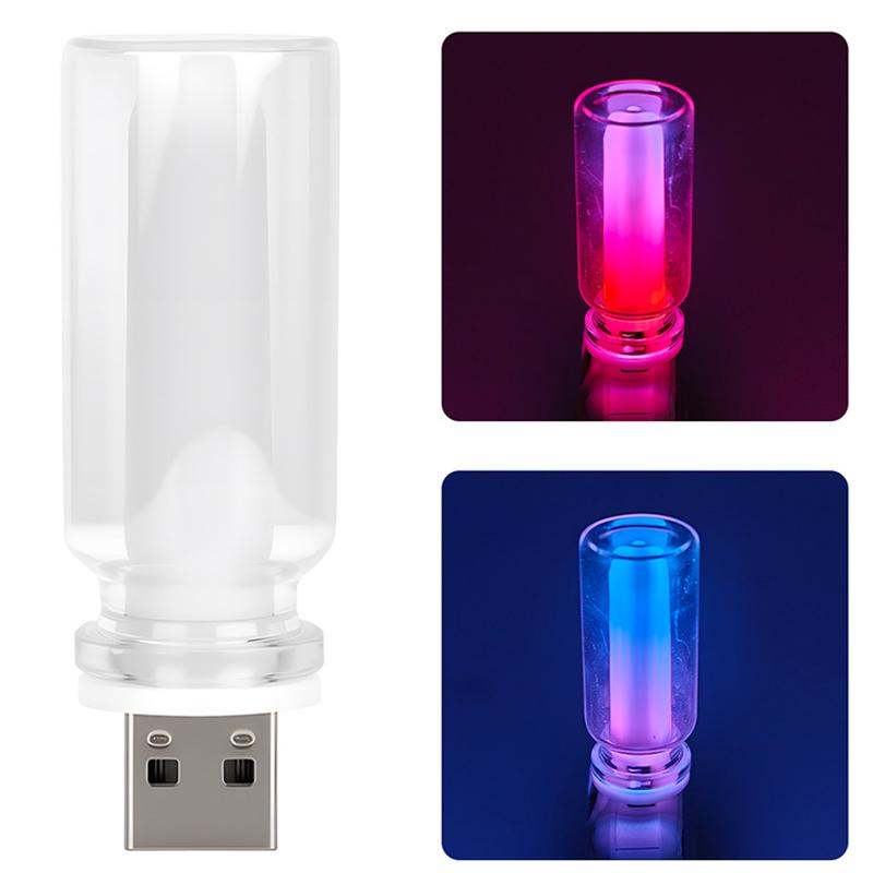 Car Interior USB LED RGB Night Light 5V Candle Style Bulb Retro Design for Camping and Travel