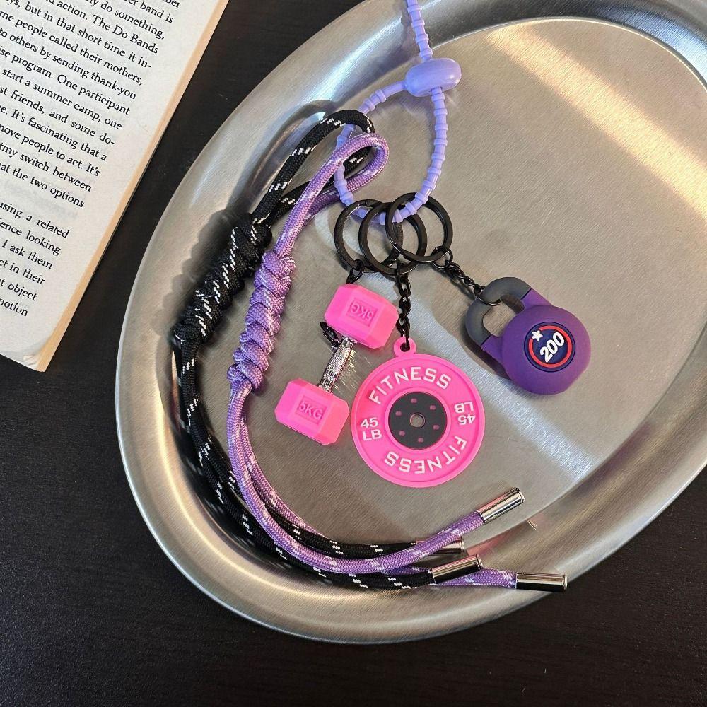 Mini Barbell Plates Key Chain Colorful Simulation Dumbbells Keyring Fitness Series Pendant  Gifts