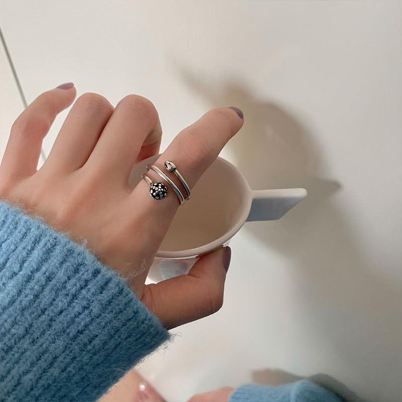 Style Korean Youthful Adjustable Bear Pattern Flower Ring For Women Chic Versatile And