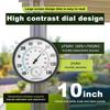 10" Thermometer Hygrometer Round Black Wall Mount Temperature and Humidity Monitor Outdoor Thermometer Hygrometer for Patio Home