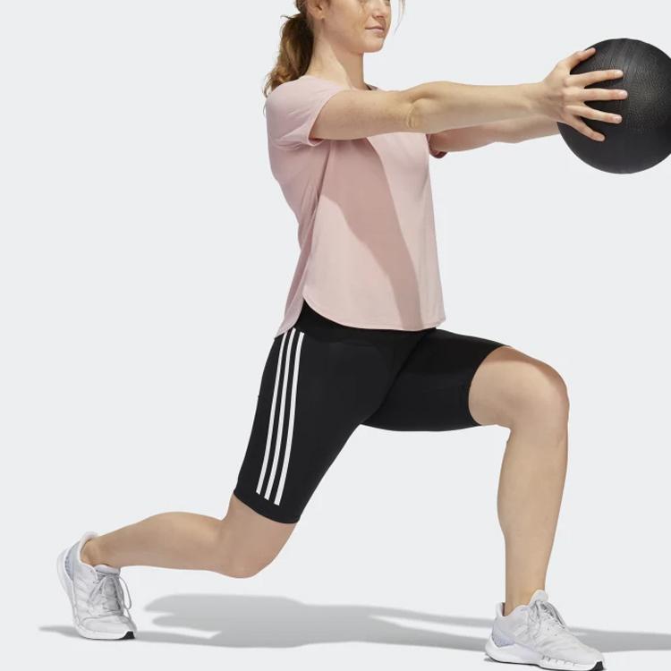 Adidas Logo Stripe Print Tight Fitness Shorts Women Shorts Black H64228