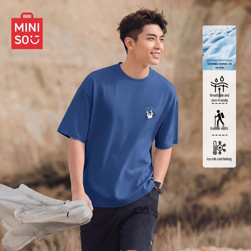 MINISO Men's Cooling Ice Silk Breathable Short Sleeve T-Shirt