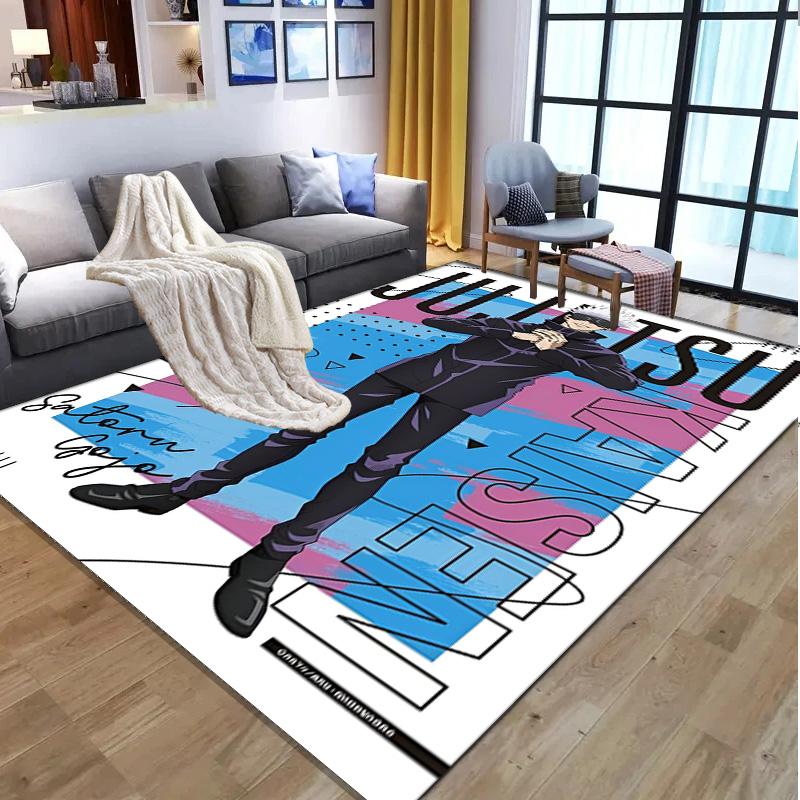 Jujutsu Kaisen Pattern Rug, Indoor/Outdoor Mat, for Picnic, Gameroom, Bedroom, Office, Living Room, Home Decor Carpet, Birthday Gift