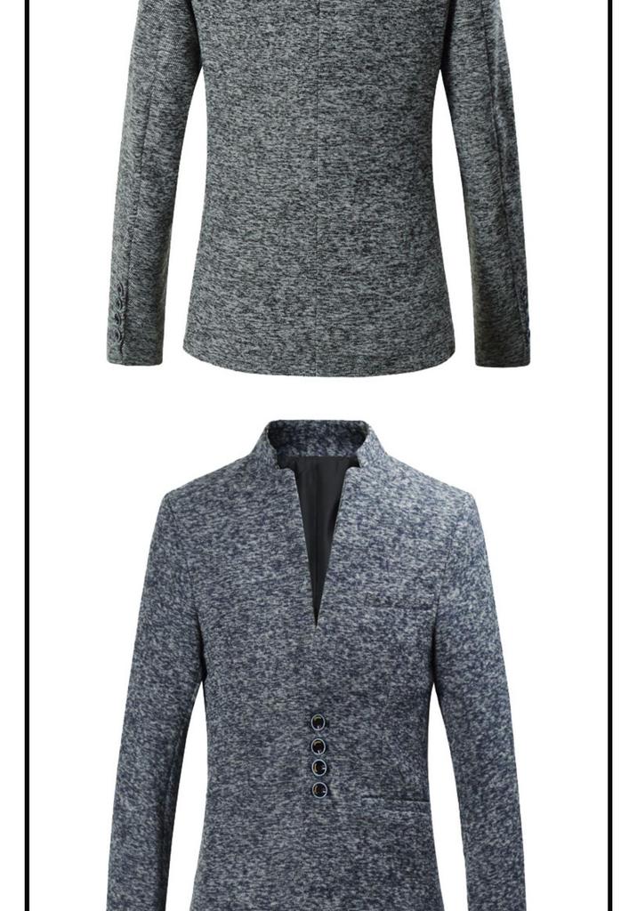 Men's Slim Fit Stand Collar Multi-Button Casual Suit Jacket