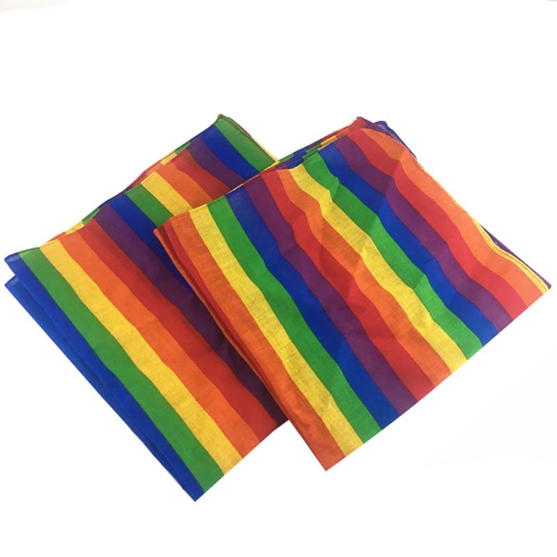 Rainbow Colorful Striped Square Scarf Sweat-absorbing Bandana Hip-hop Headscarf For Men Women
