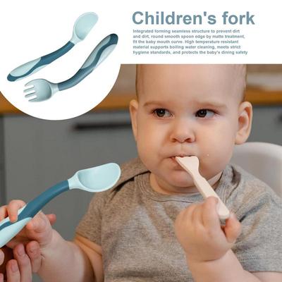 Baby Fork And Spoon Silicone Feeding Spoon And Fork Flatware First Stage Utensils Set For Weaning Solid Food Feeding Children