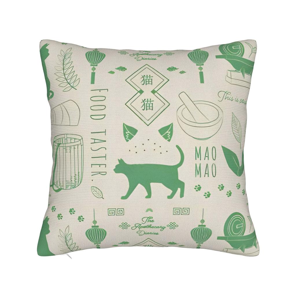 Maomao Anime Square Pillow Cases The Apothecary Diaries Cushion Cover Creative Polyester Decorative Pillowcase for Sofa 4040cm